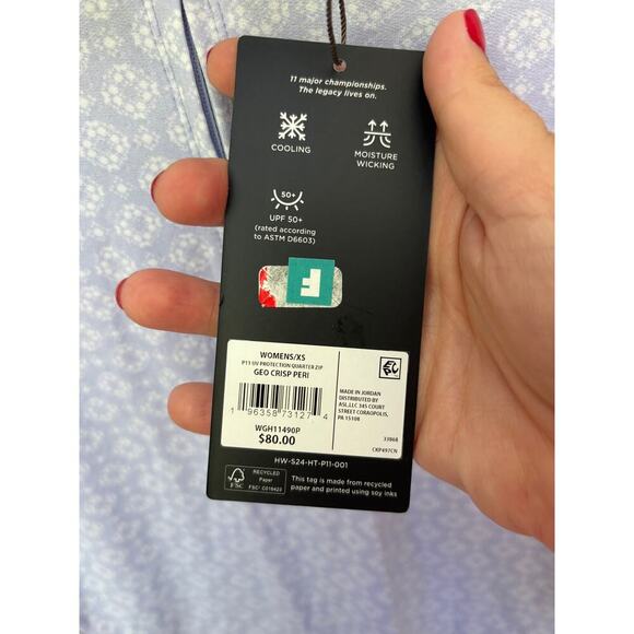 Walter Hagen Women's Geo Crisp Peri Performance 11 UV Suncover 1/4 Zip Size XS - Picture 4 of 5